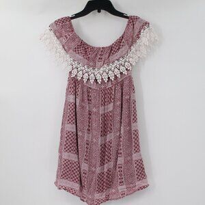 Abercrombie & fitch women's small off the shoulder short bandana print lace trim